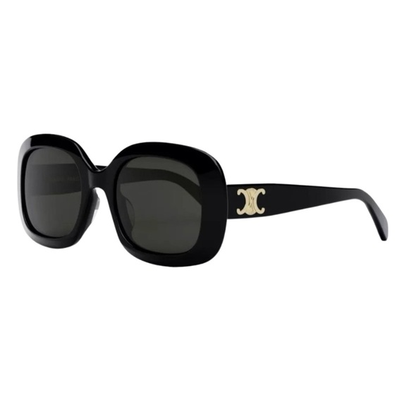 Celine Triomphe Black Sunglasses with Gold Accent